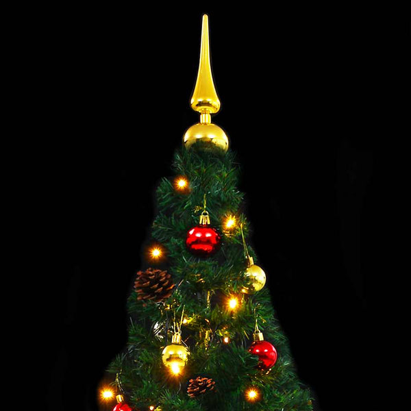 Artificial Christmas Tree With Baubles And Leds Green 180 Cm Seasonal Decorations