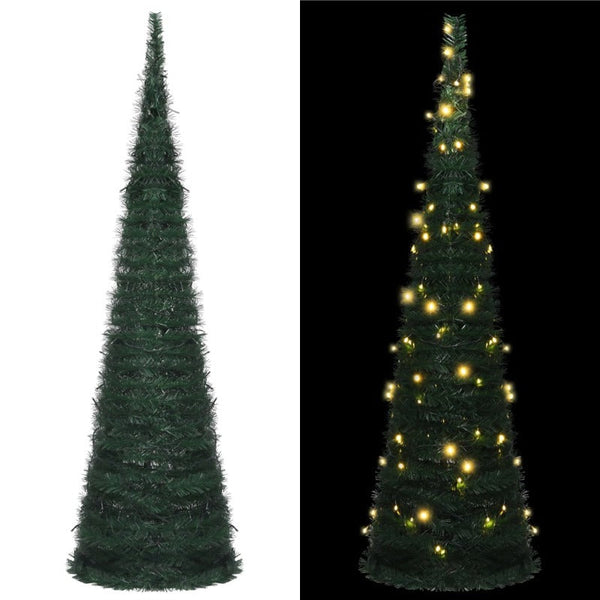 Vidaxl Pop Up String Artificial Pre Lit Christmas Tree Green 150 Cm Seasonal Decorations