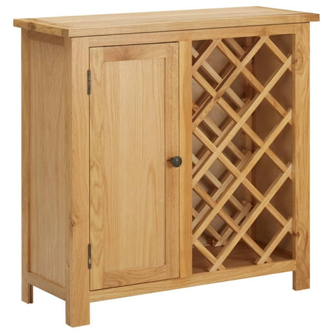 Wine Cabinet For 11 Bottles 80X32x80 Cm Solid Oak Wood Racks