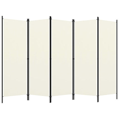5 Panel Room Divider Cream White 250X180 Cm Screens & Room Dividers