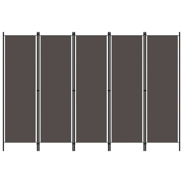 Vidaxl 5 Panel Room Divider Anthracite 250X180 Cm Screens & Room Dividers