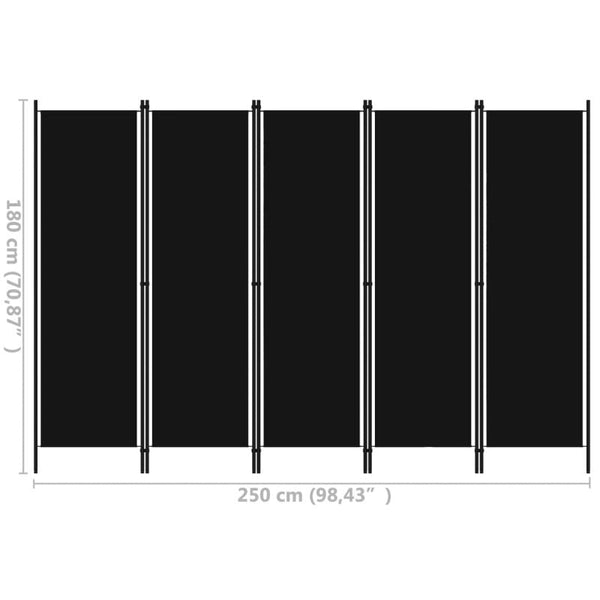 Vidaxl 5 Panel Room Divider Black 250X180 Cm Screens & Room Dividers