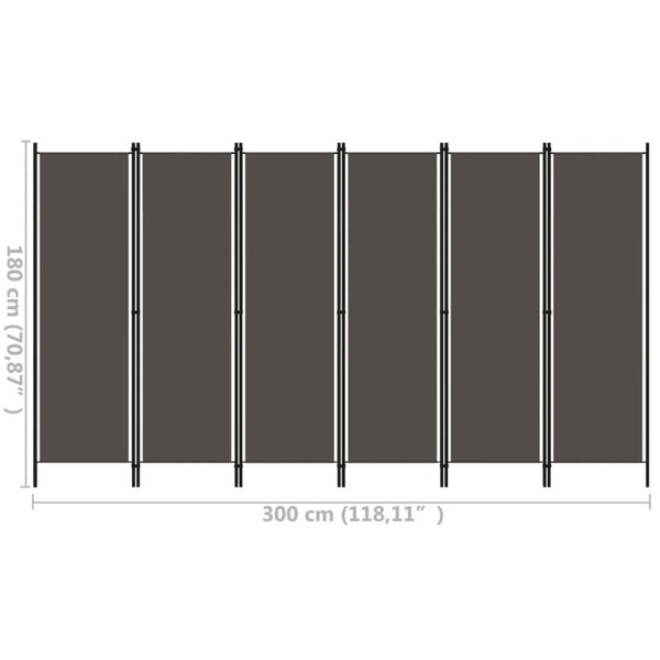 Vidaxl 6 Panel Room Divider Anthracite 300X180 Cm Screens & Room Dividers