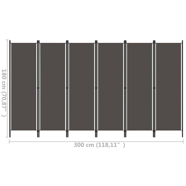 6-Panel Room Divider Anthracite 300X180 Cm