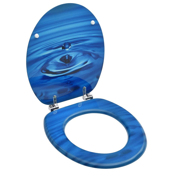 Vidaxl Wc Toilet Seat With Lid Mdf Blue Water Drop Design Toilet Seats