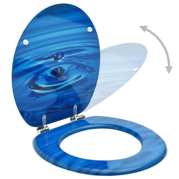 Vidaxl Wc Toilet Seat With Lid Mdf Blue Water Drop Design Toilet Seats