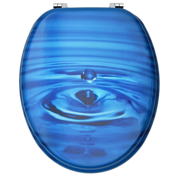Vidaxl Wc Toilet Seat With Lid Mdf Blue Water Drop Design Toilet Seats