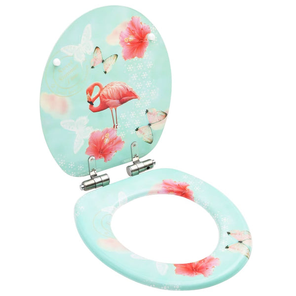 Wc Toilet Seat With Soft Close Lid Mdf Flamingo Design Toilet Seats