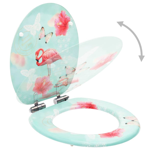 Wc Toilet Seat With Soft Close Lid Mdf Flamingo Design Toilet Seats