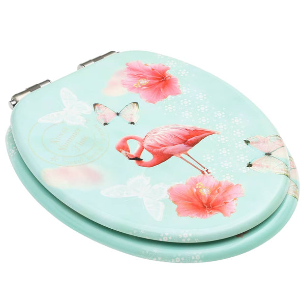 Wc Toilet Seat With Soft Close Lid Mdf Flamingo Design Toilet Seats