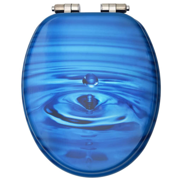 Wc Toilet Seat With Soft Close Lid Mdf Blue Water Drop Design Toilet Seats