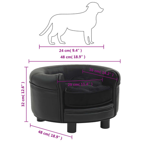 Dog Sofa Black 48X48x32 Cm Plush And Faux Leather