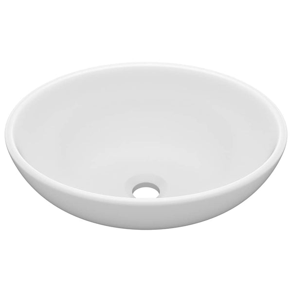 Vidaxl Luxury Basin Oval Shaped Matt White 40X33cm Ceramic Bathroom Sinks