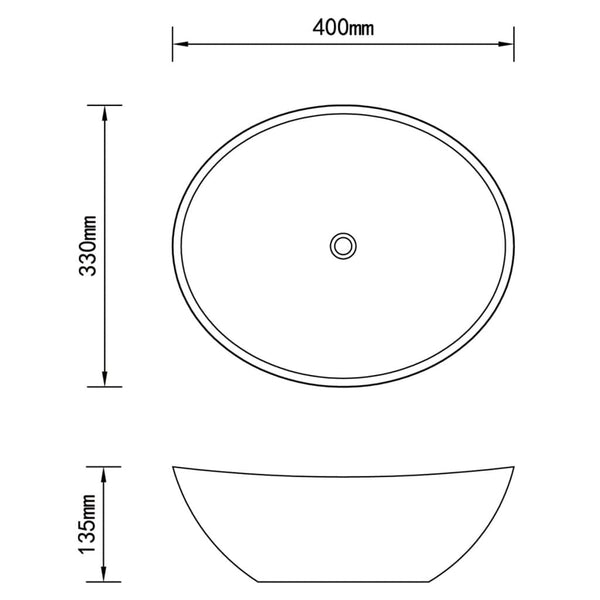 Vidaxl Luxury Basin Oval Shaped Matt Black 40X33 Cm Ceramic Bathroom Sinks