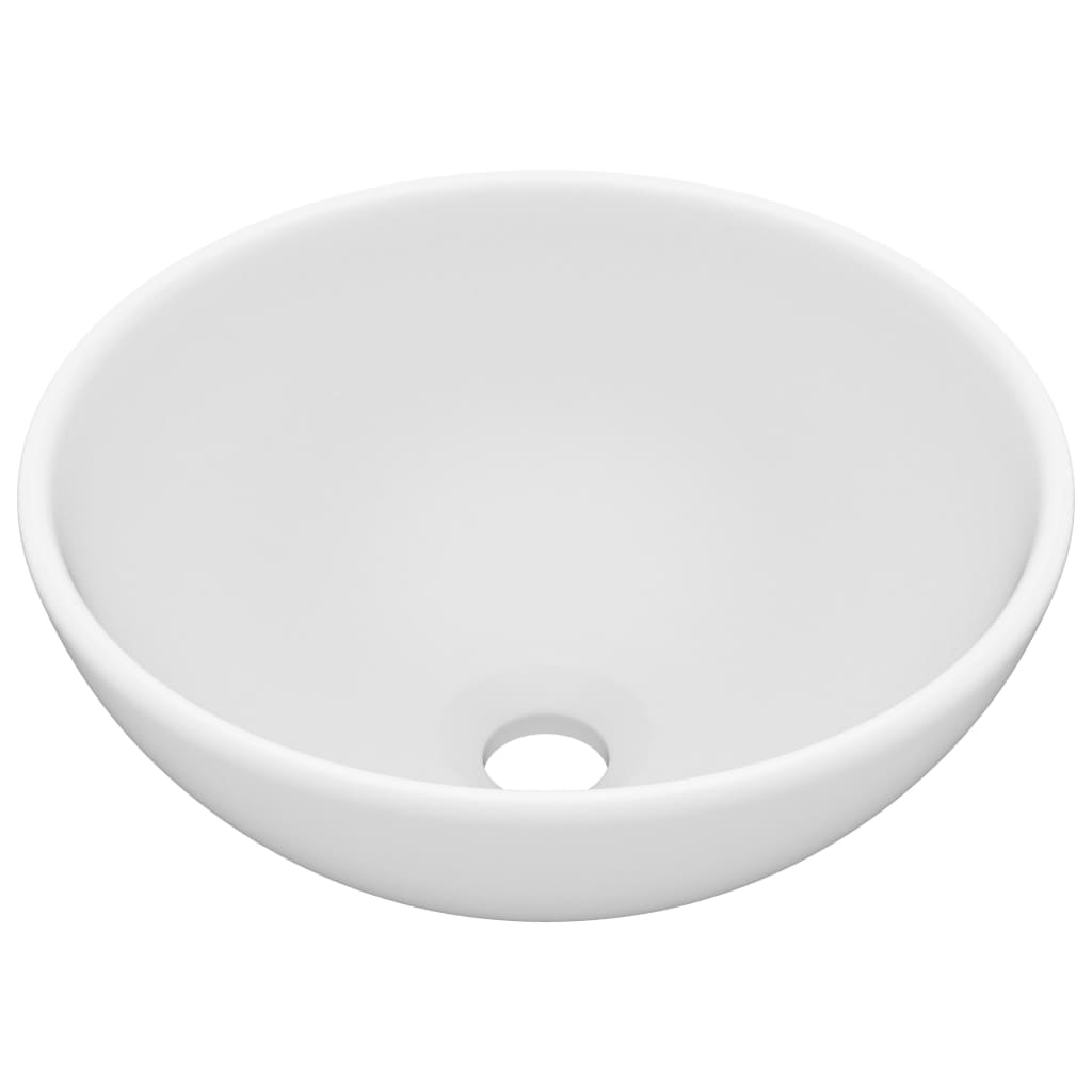 Luxury Bathroom Basin Round Matt White 32.5X14 Cm Ceramic