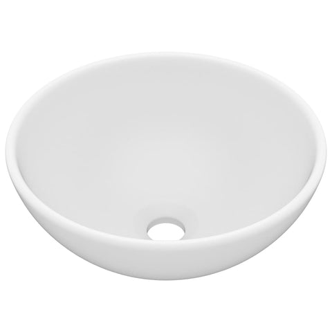 Luxury Bathroom Basin Round Matt White 32.5X14 Cm Ceramic