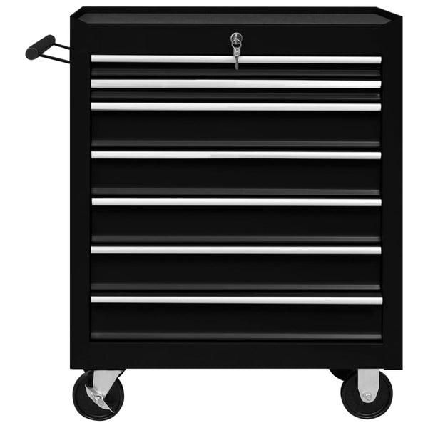 Workshop Tool Trolley With 7 Drawers Black Tool & Equipment Trolleys