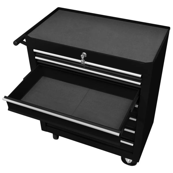 Workshop Tool Trolley With 7 Drawers Black Tool & Equipment Trolleys