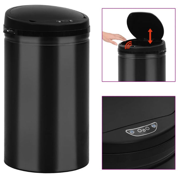 Rubbish Bins Automatic Sensor Dustbin 40 L Carbon Steel Black