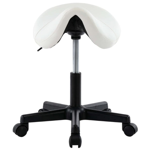 Work Stool White Faux Leather