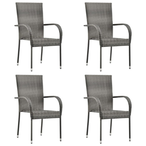 Stackable Outdoor Chairs 4 Pcs Grey Poly Rattan Patio Chairs