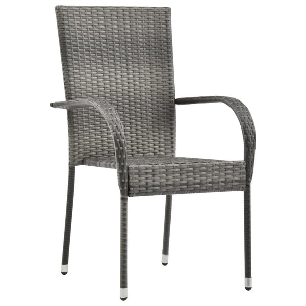 Patio Chairs Stackable Outdoor Chairs 4 Pcs Grey Poly Rattan