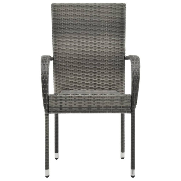 Patio Chairs Stackable Outdoor Chairs 4 Pcs Grey Poly Rattan