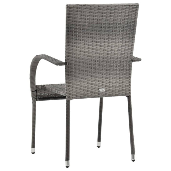 Stackable Outdoor Chairs 4 Pcs Grey Poly Rattan