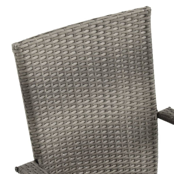 Patio Chairs Stackable Outdoor Chairs 4 Pcs Grey Poly Rattan