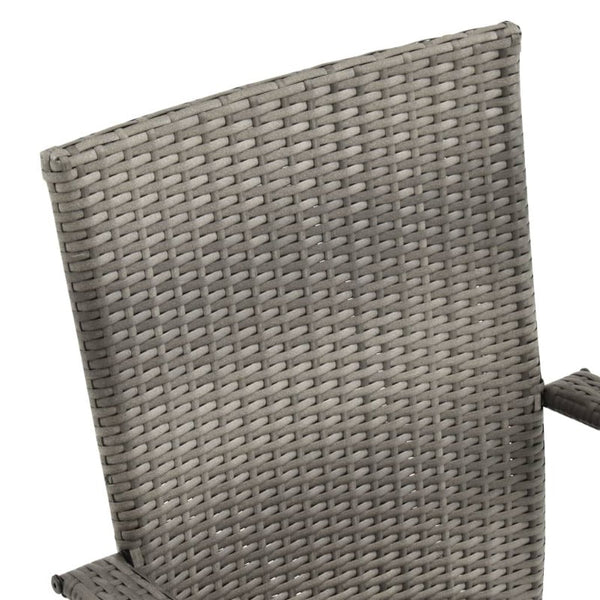 Stackable Outdoor Chairs 4 Pcs Grey Poly Rattan