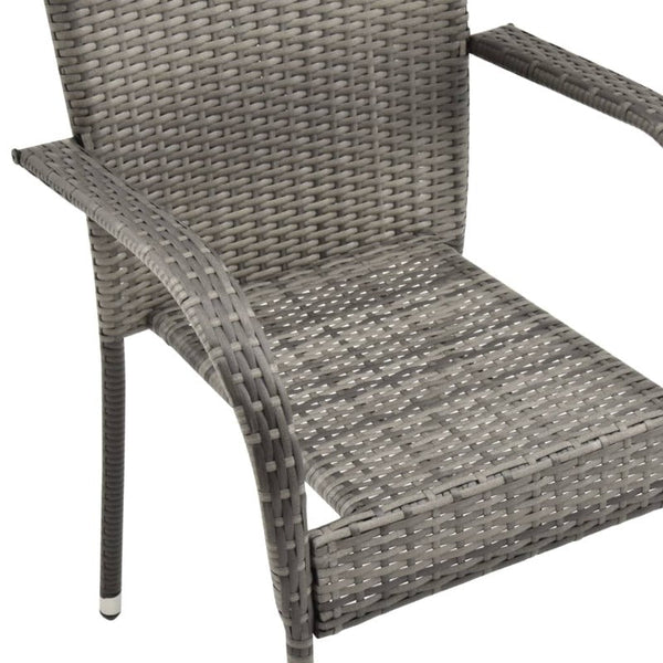Patio Chairs Stackable Outdoor Chairs 4 Pcs Grey Poly Rattan