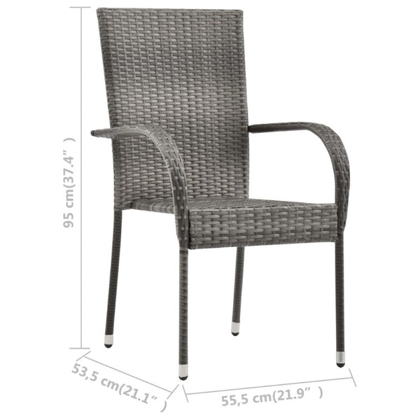 Patio Chairs Stackable Outdoor Chairs 4 Pcs Grey Poly Rattan