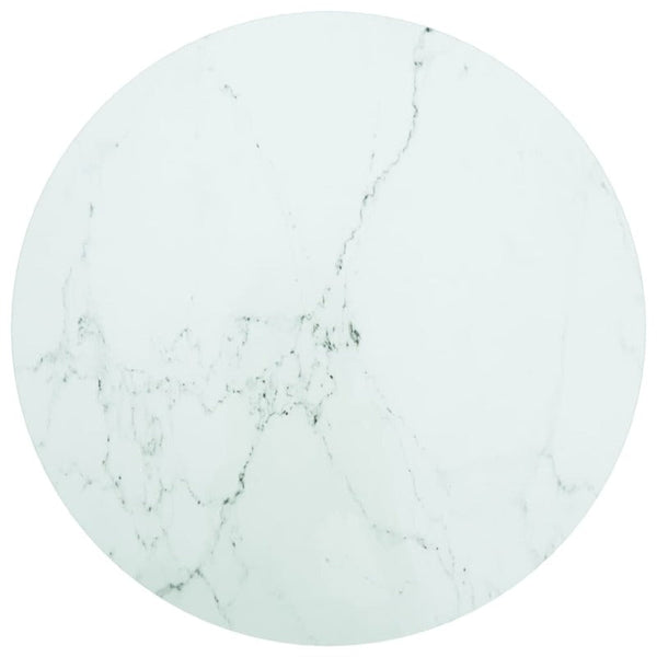 Table Top White 60X0.8 Cm Tempered Glass With Marble Design