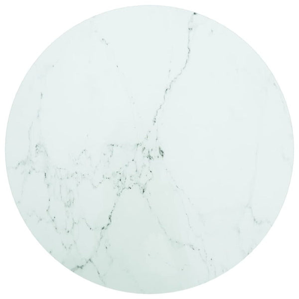 Table Top White 60X0.8 Cm Tempered Glass With Marble Design Tables