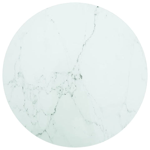 Table Top White Ã˜60X0.8 Cm Tempered Glass With Marble Design