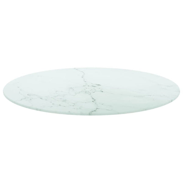 Table Top White 60X0.8 Cm Tempered Glass With Marble Design Tables