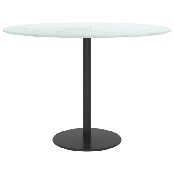 Table Top White Ã˜60X0.8 Cm Tempered Glass With Marble Design