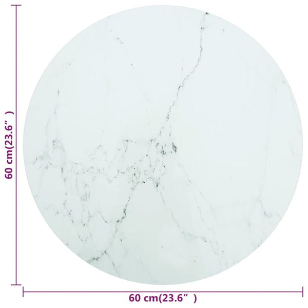 Table Top White 60X0.8 Cm Tempered Glass With Marble Design Tables