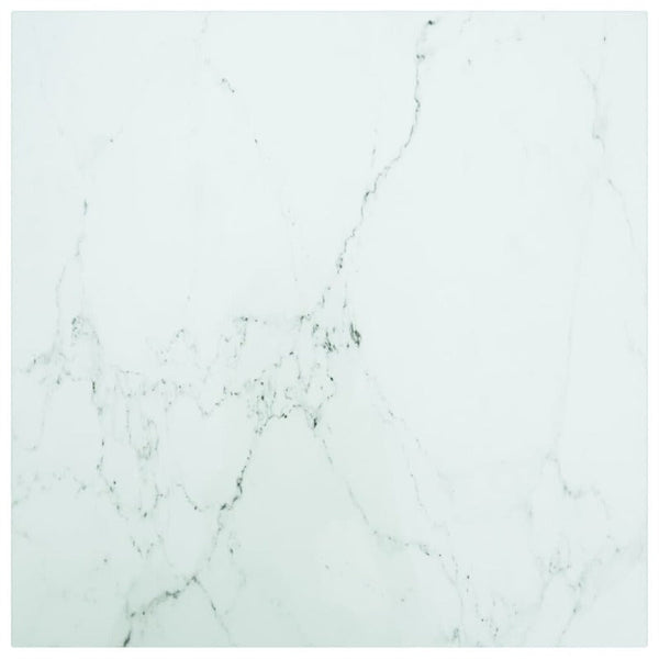 Table Top White 60X60 Cm Mm Tempered Glass With Marble Design Tables