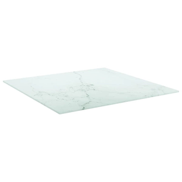 Table Top White 60X60 Cm Mm Tempered Glass With Marble Design Tables