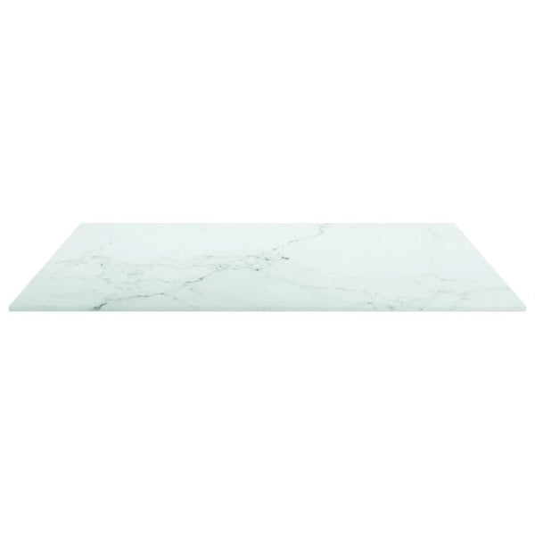 Table Top White 60X60 Cm Mm Tempered Glass With Marble Design