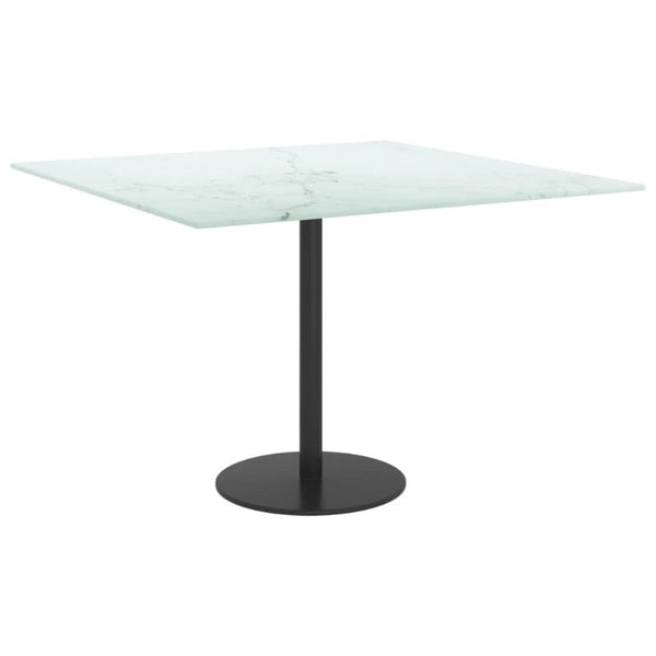 Table Top White 60X60 Cm Mm Tempered Glass With Marble Design Tables