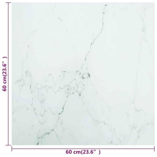 Table Top White 60X60 Cm Mm Tempered Glass With Marble Design Tables