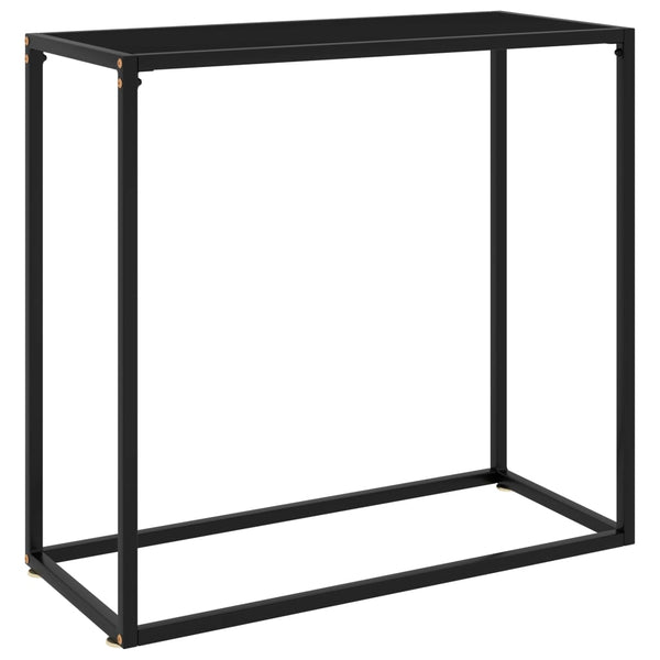 Console Table Black 80X35x75 Cm Tempered Glass Hall Tables