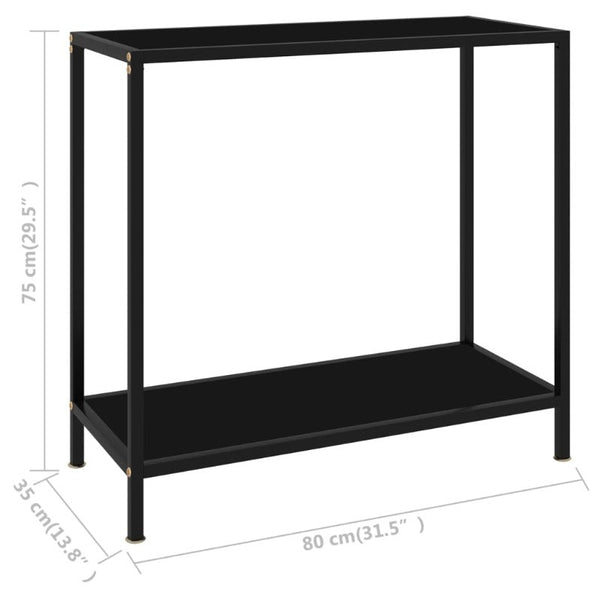 Vidaxl Console Table Black 80X35x75 Cm Tempered Glass