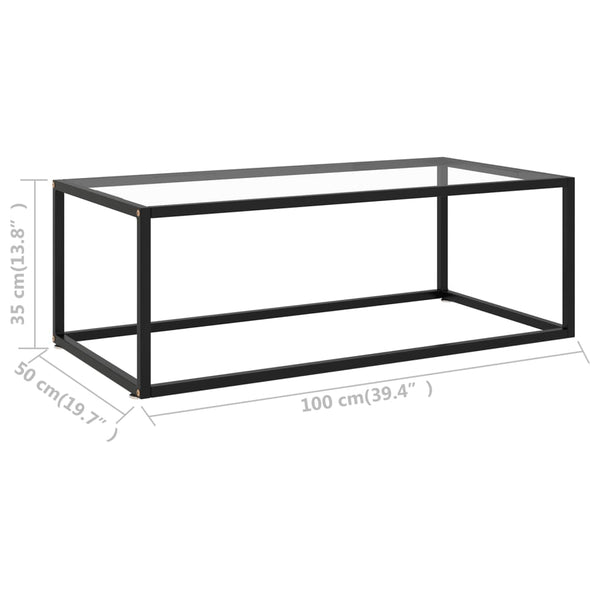 Coffee Table Black With Tempered Glass 100X50x35 Cm Coffee Tables