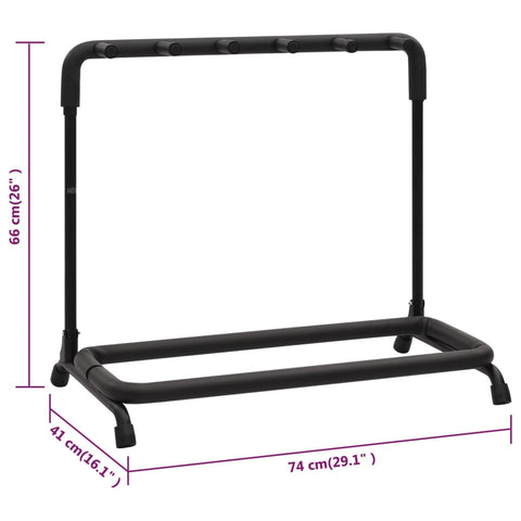 Folding Guitar Stand With 5 Sections Black 74X41x66 Cm Steel
