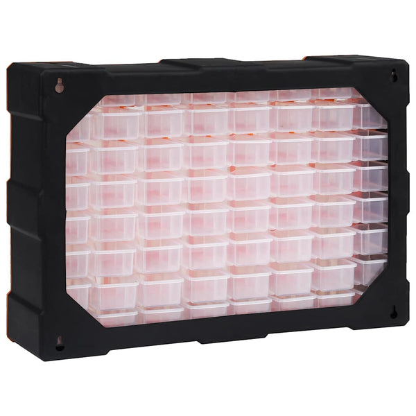 Vidaxl 64 Drawer Organiser 52X16x37.5 Cm Orange Black Drawer Organisers