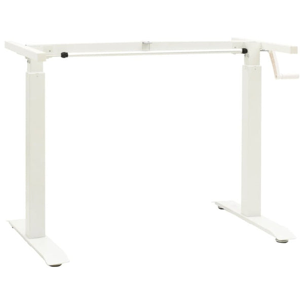 Vidaxl Manual Height Adjustable Standing Desk Frame Hand Crank White Home Office Desks