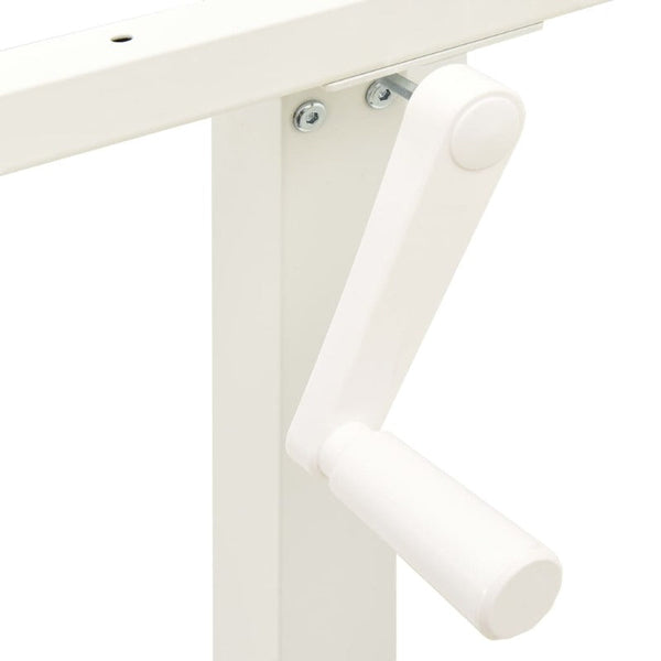 Vidaxl Manual Height Adjustable Standing Desk Frame Hand Crank White Home Office Desks